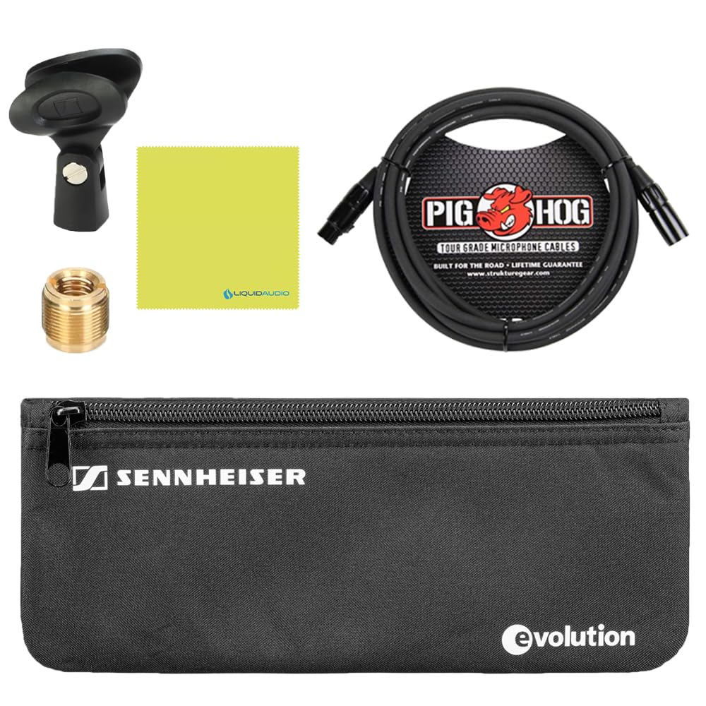 Liquid Audio - Sennheiser E 935 Cardioid Dynamic Vocal Microphone Bundle w/Pig Hog PHM10 8mm Mic Cable Polishing Cloth