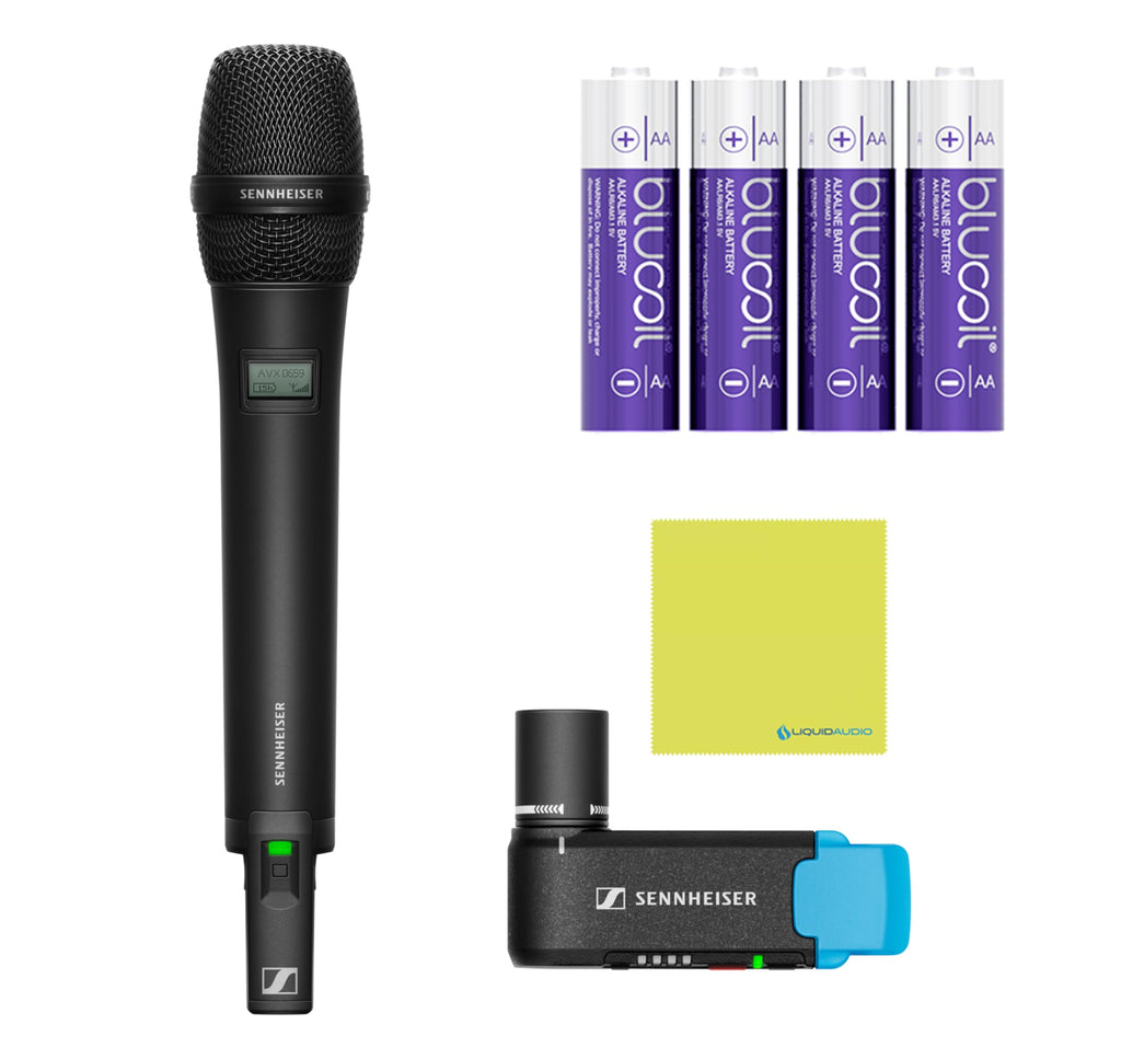 Liquid Audio Sennheiser AVX-835 SET-4-US Wireless Microphone System Bundle w/ 4-Pack Blucoil AA Batteries Polishing Cloth