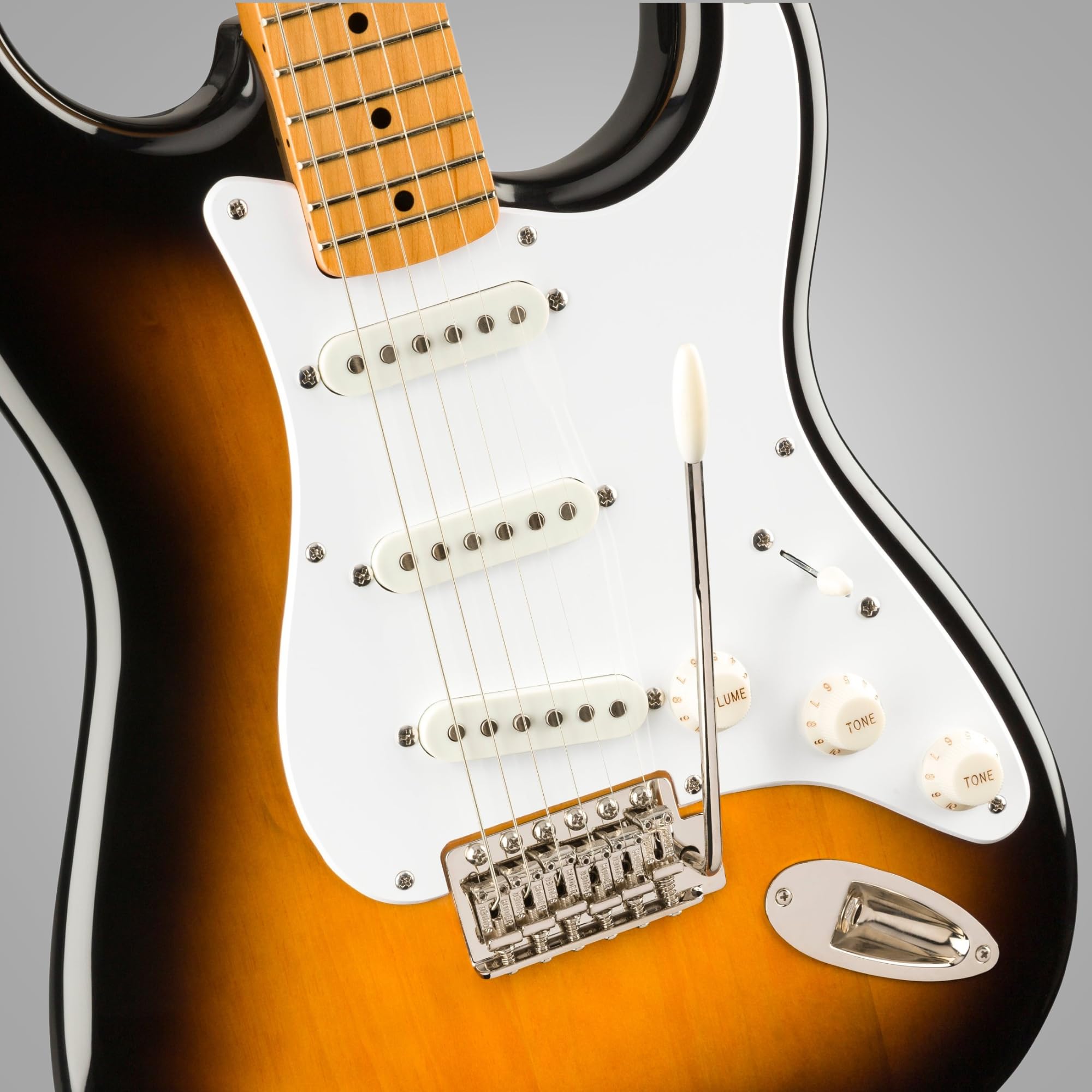 Squier Classic Vibe '50s Stratocaster, Maple Fingerboard, 2-Color Sunburst - 0374005500 Bundle w/ 12-Pack Guitar Pick and Liquid Audio Polishing Cloth