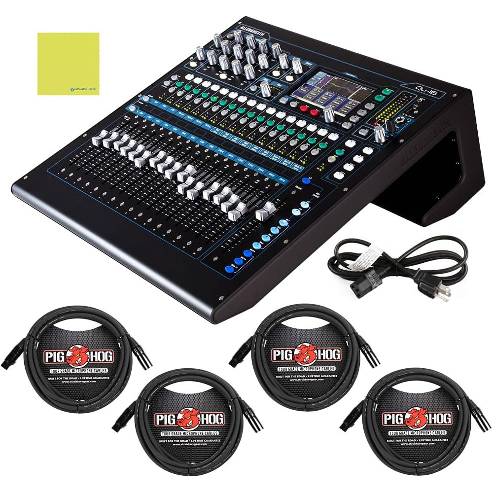 Allen &Heath Rack Mountable Compact Digital Mixer, Chrome Edition Bundle w/ 4-Pack Pig Hog Mic Cable and Liquid Audio Polishing Cloth