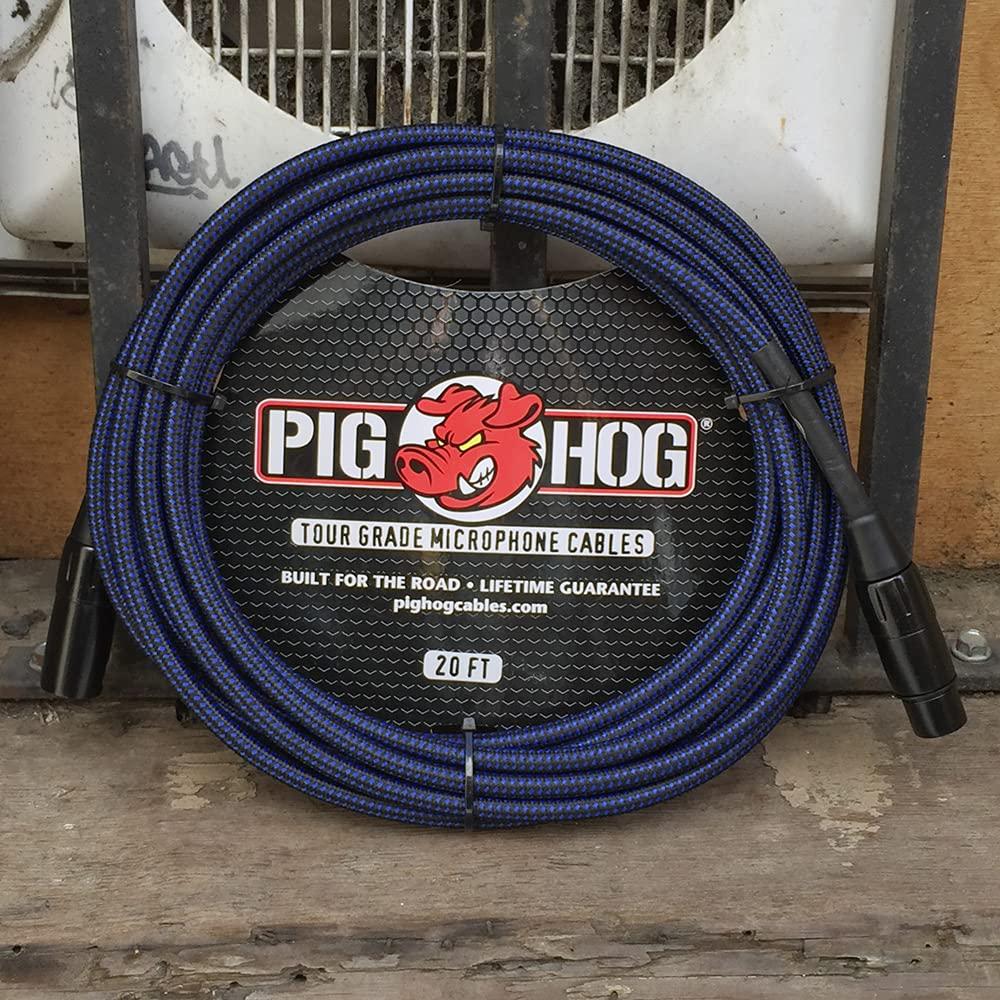 Pig Hog PHM20BBL Black/Blue Woven High Performance XLR Microphone Cable, 20 Feet