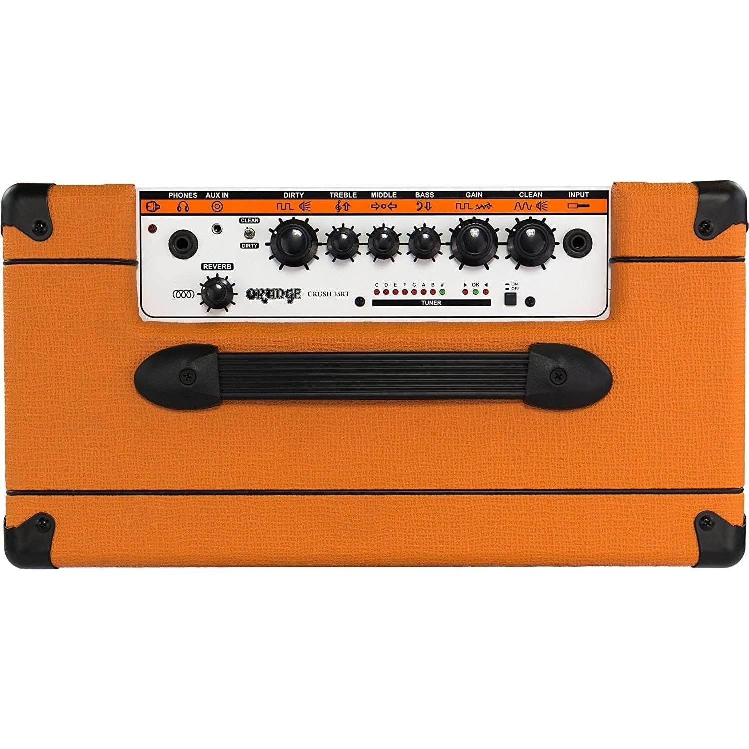 Orange Crush 35RT Guitar Combo Amplifier Bundle with Pig Hog 10ft Orange Woven Instrument Cable and Liquid Audio Polishing Cloth