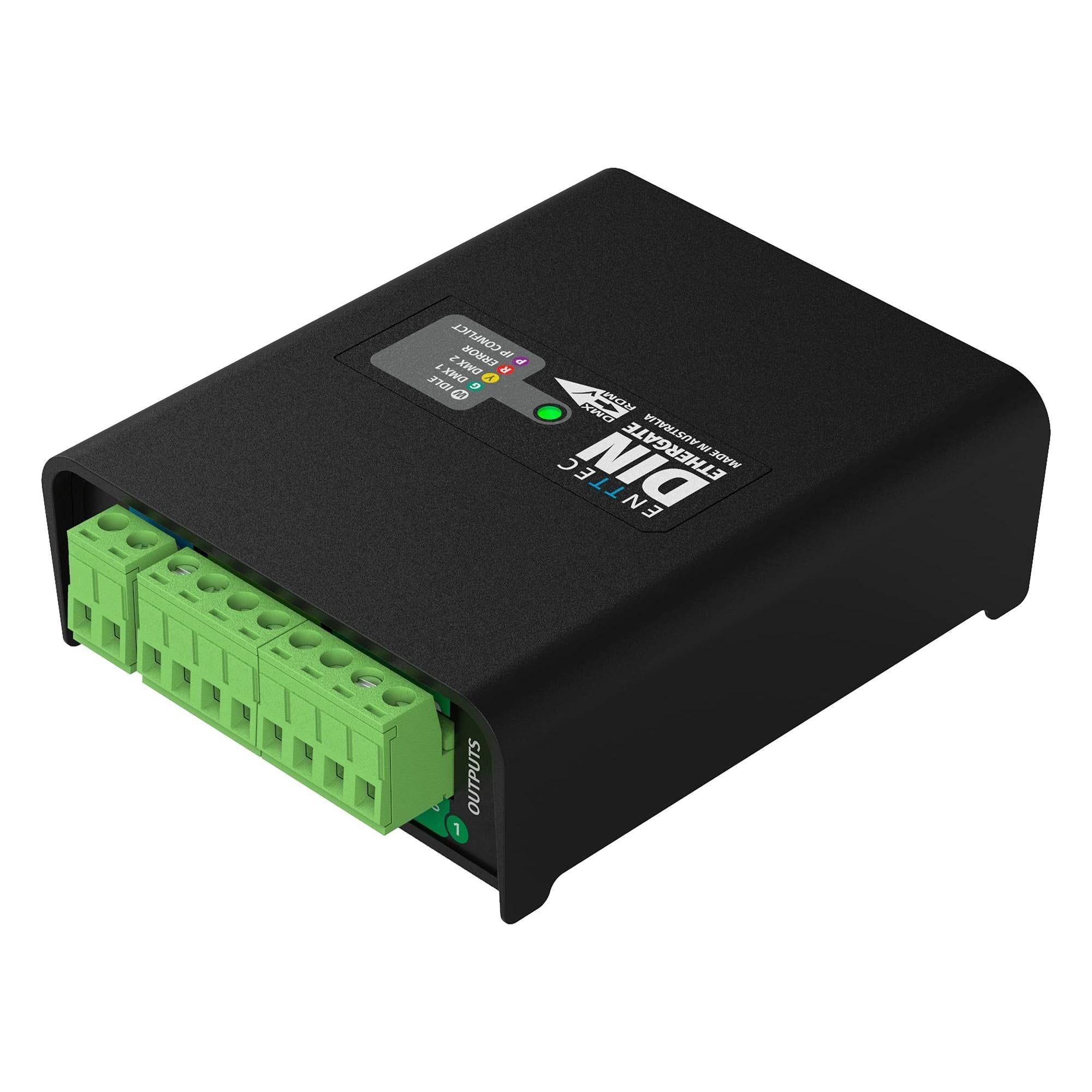 ENTTEC DIN Ethergate POE 71030 2 Universe Ethernet to Dual DMX RDM Converter, Black