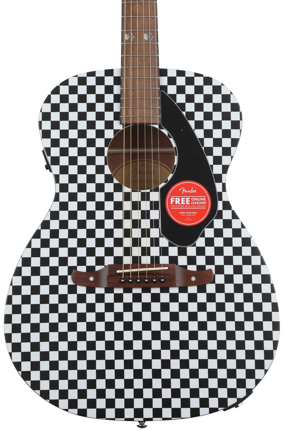 Fender Tim Armstrong Hellcat Concert Acoustic Guitar, Checkerboard, Walnut Fingerboard