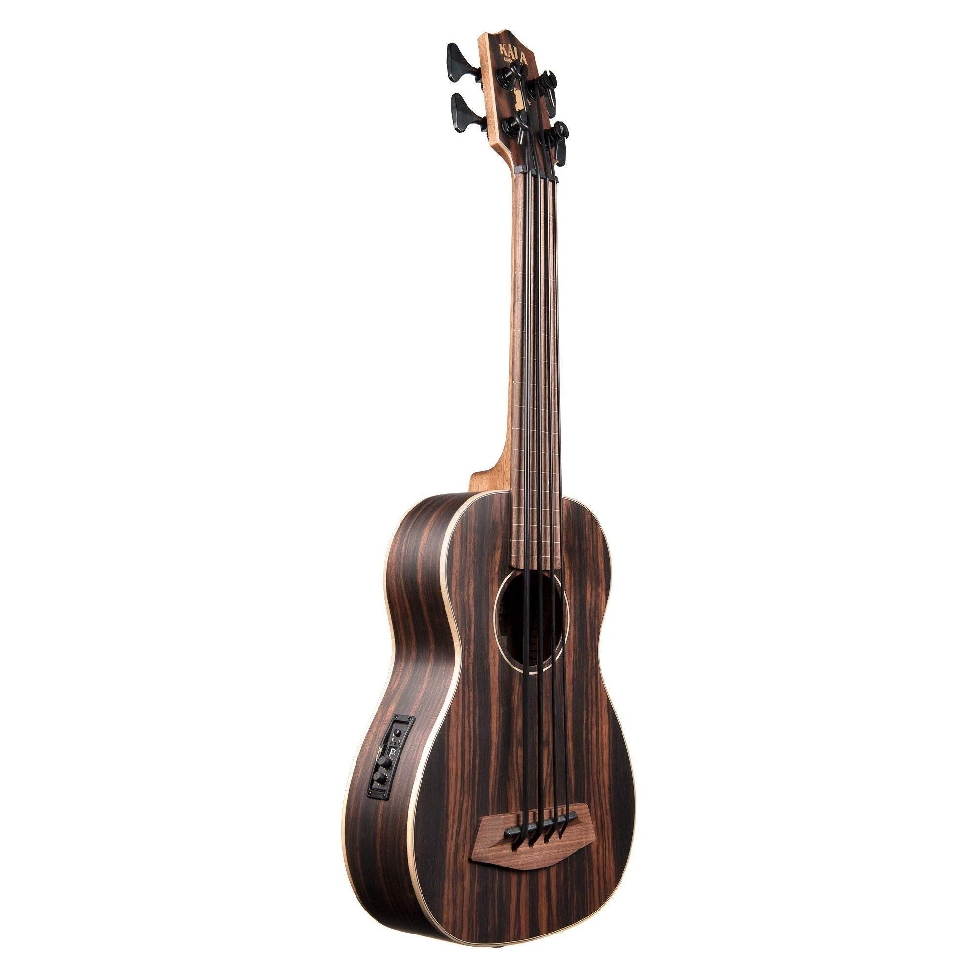 Kala UBASS EBY FL Acoustic Electric Bass Striped Ebony Frettless w Bag