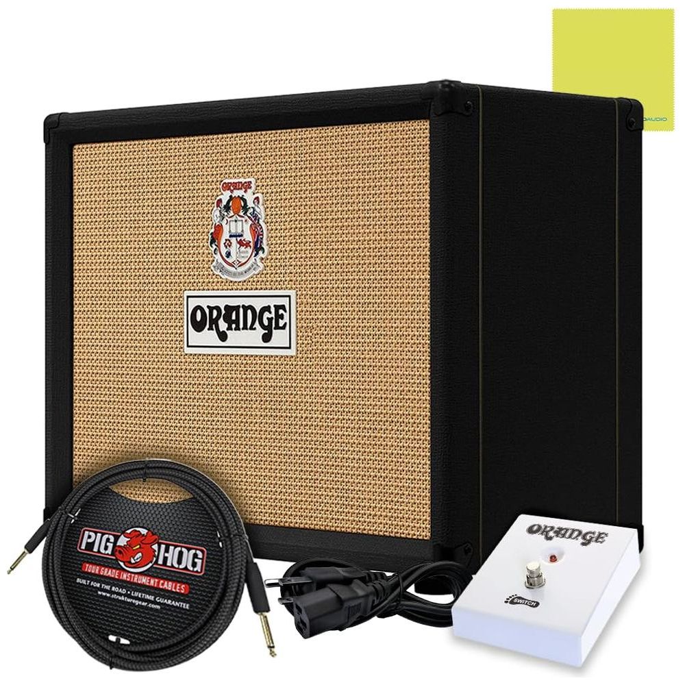 Orange Amps Super Crush 100 Black 100-watt Solid-State 1 x 12 Combo Bundle w/Orange FS1 Footswitch, Pig Hog Cable, Power Adapter and Liquid Audio Polishing Cloth