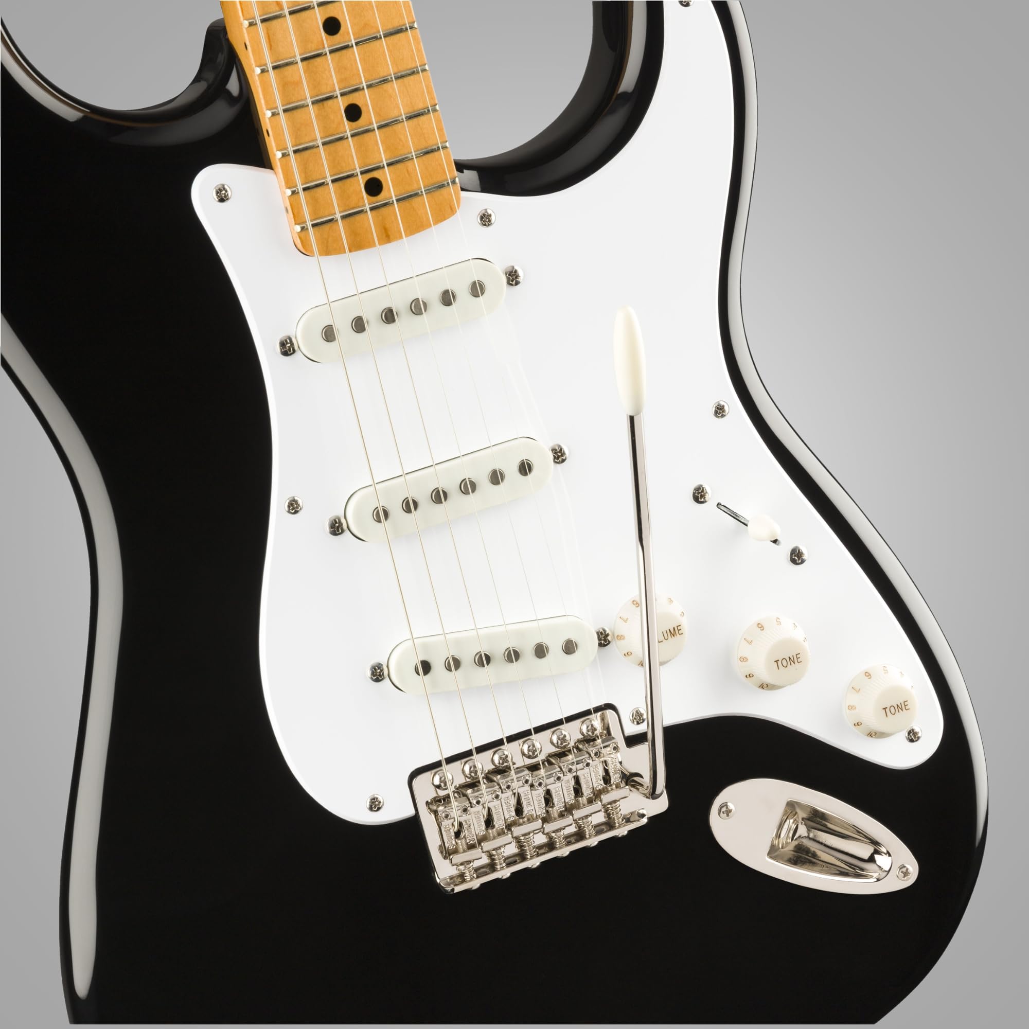 Squier Classic Vibe '50s Stratocaster, Maple Fingerboard, Black Blonde - 0374005506 Bundle w/ 12-Pack Guitar Pick and Liquid Audio Polishing Cloth