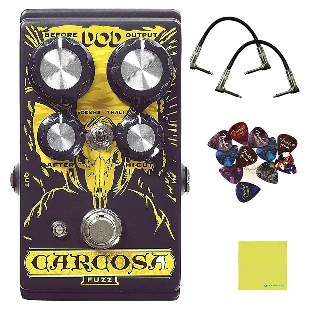 DigiTech Carcosa Fuzz Effect Pedal Bundle w/ 2-Pack Strukture Cable, 12-Pack Guitar Pick and Liquid Audio Polishing Cloth