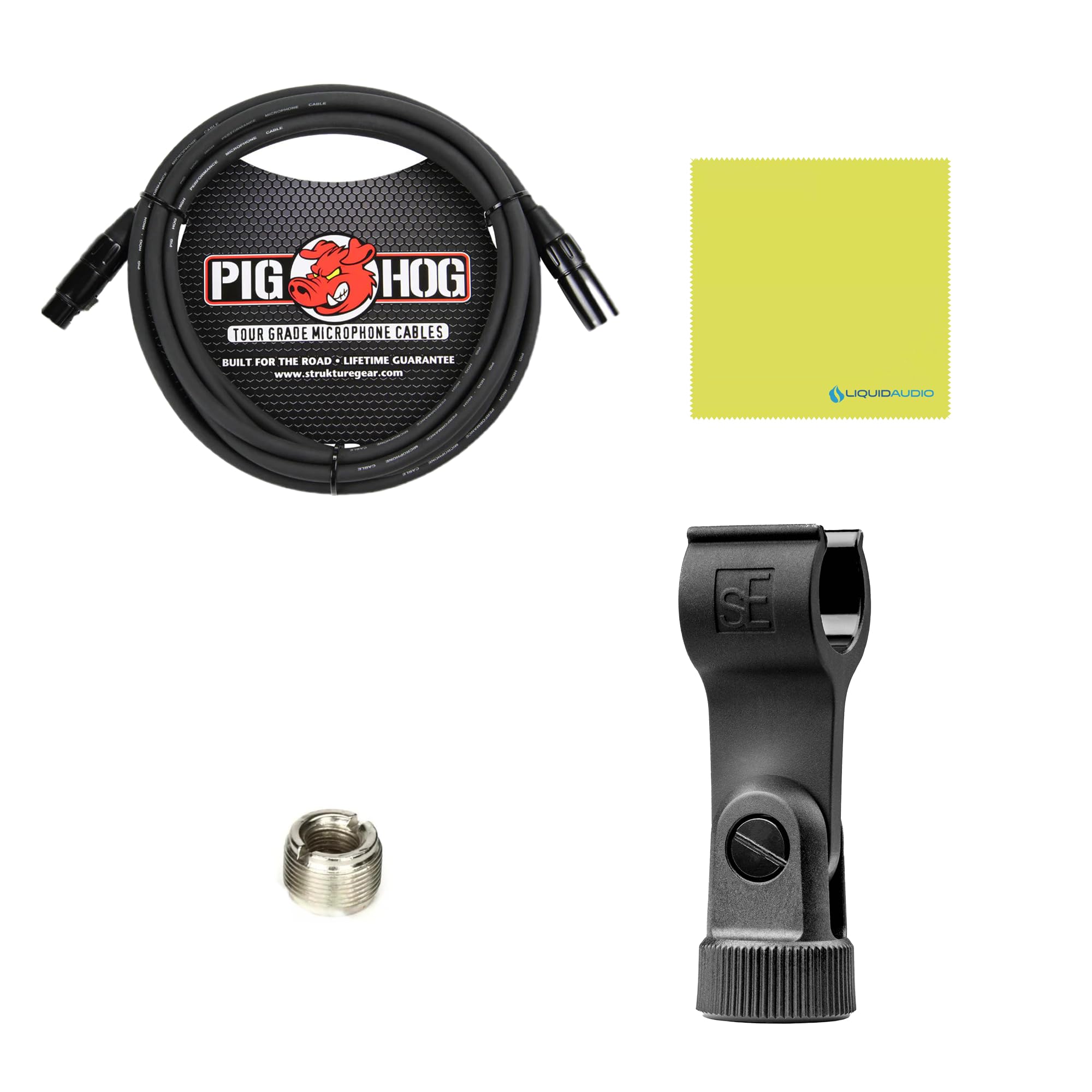 Liquid Audio sE Electronics X1 A Large-diaphragm Condenser Microphone Bundle w/Pig Hog PHM10 8mm Mic Cable Polishing Cloth