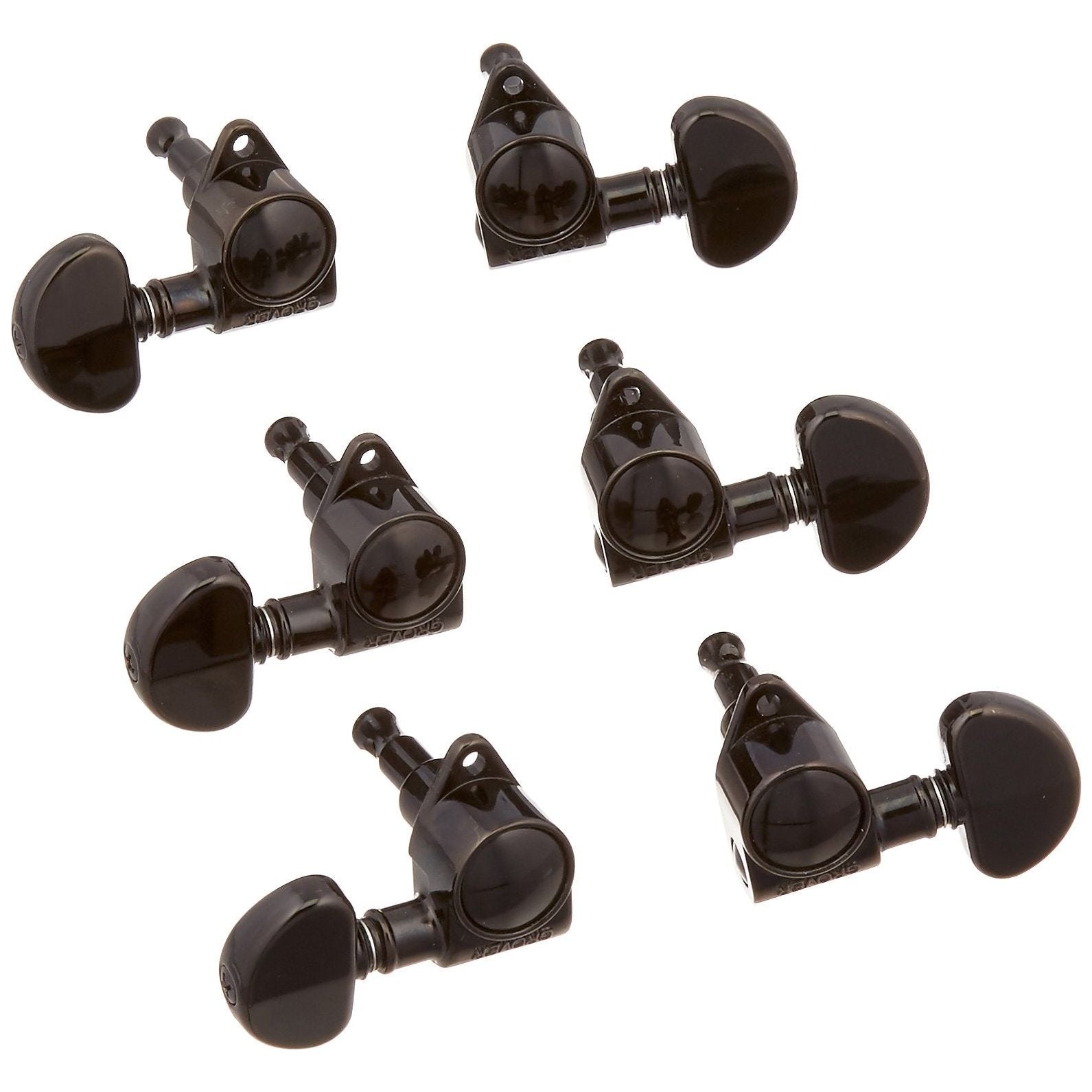 Grover 102-18BC Rotomatic 18:1 3 per Side Machine Heads, Black Chrome