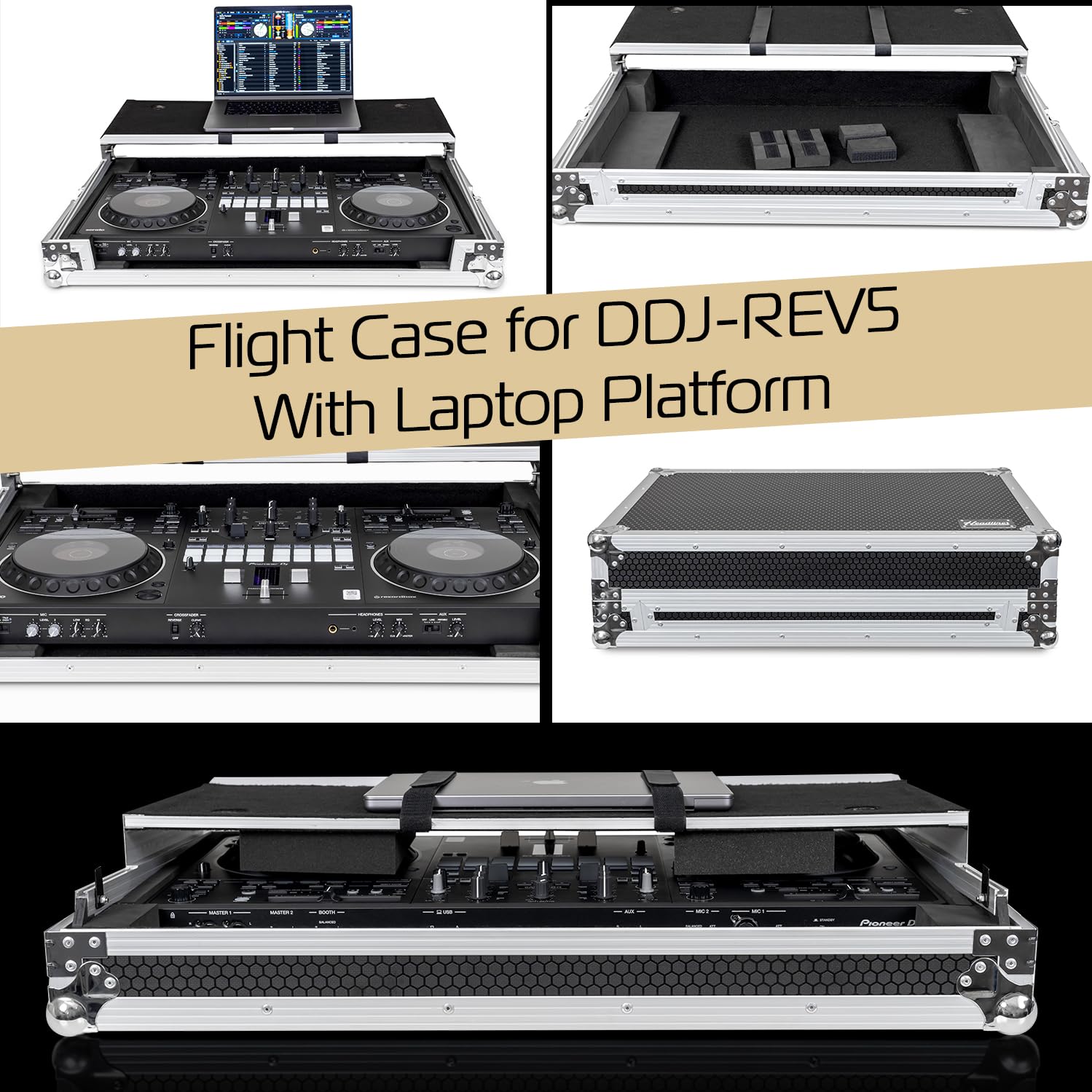 Headliner Flight Case Compatible with Pioneer DJ DDJ-REV5 Controller with Laptop Platform