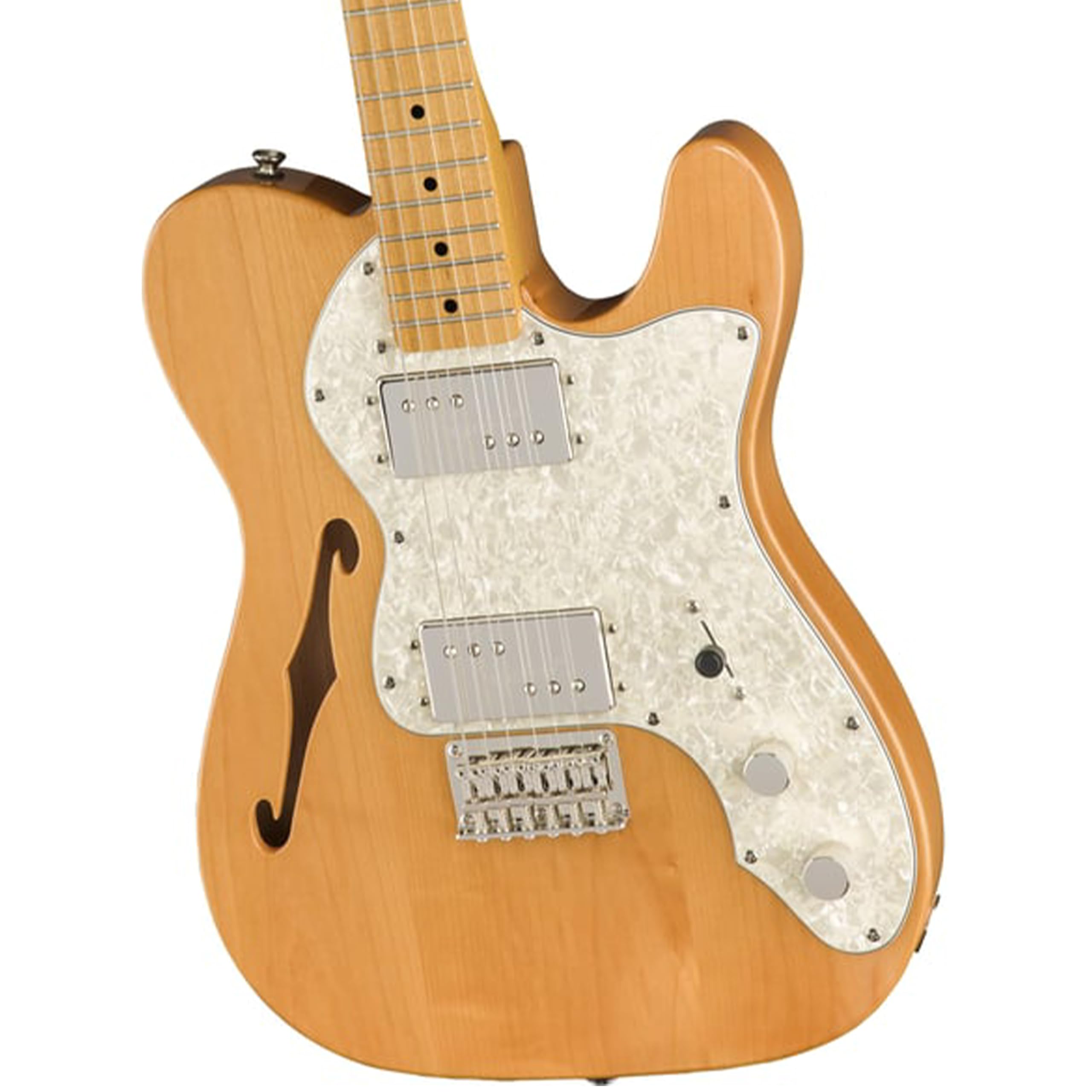 Squier Classic Vibe '70s Telecaster Thinline®, Maple Fingerboard, Natural - 0374070521 Bundle w/ 12-Pack Guitar Pick and Liquid Audio Polishing Cloth