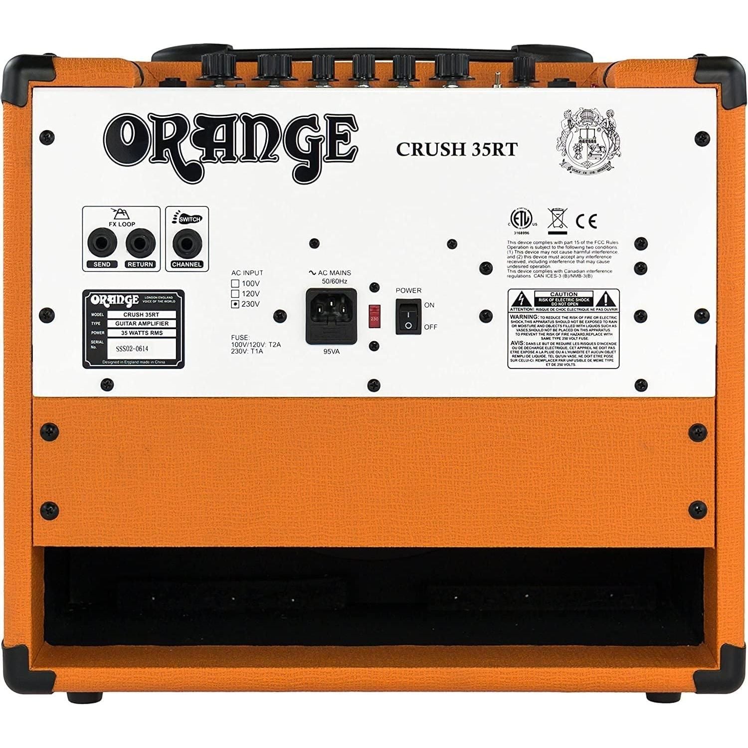 Orange Crush 35RT Guitar Combo Amplifier Bundle with Pig Hog 10ft Orange Woven Instrument Cable and Liquid Audio Polishing Cloth