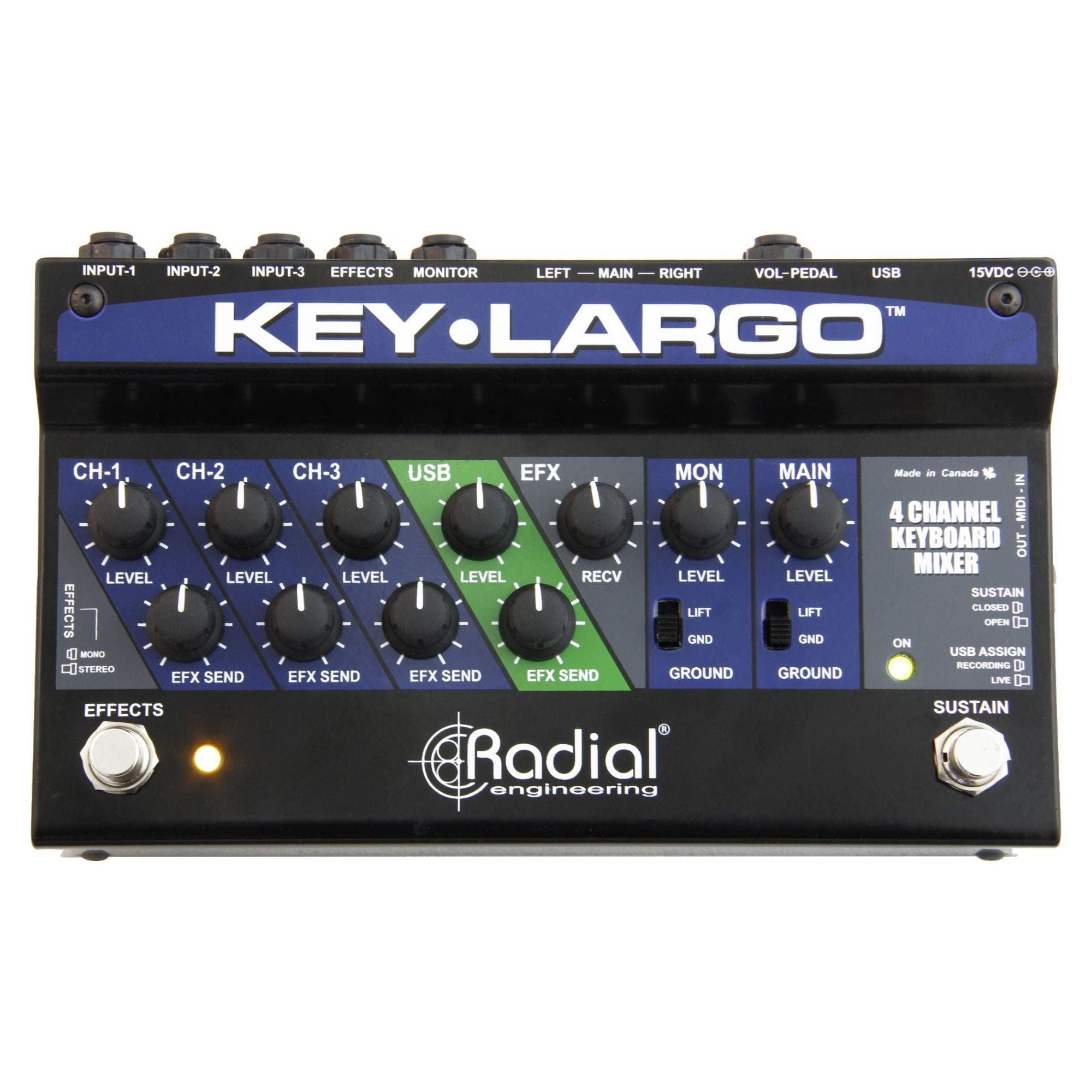 Radial Key Largo Keyboard Mixer with Balanced DI Outs