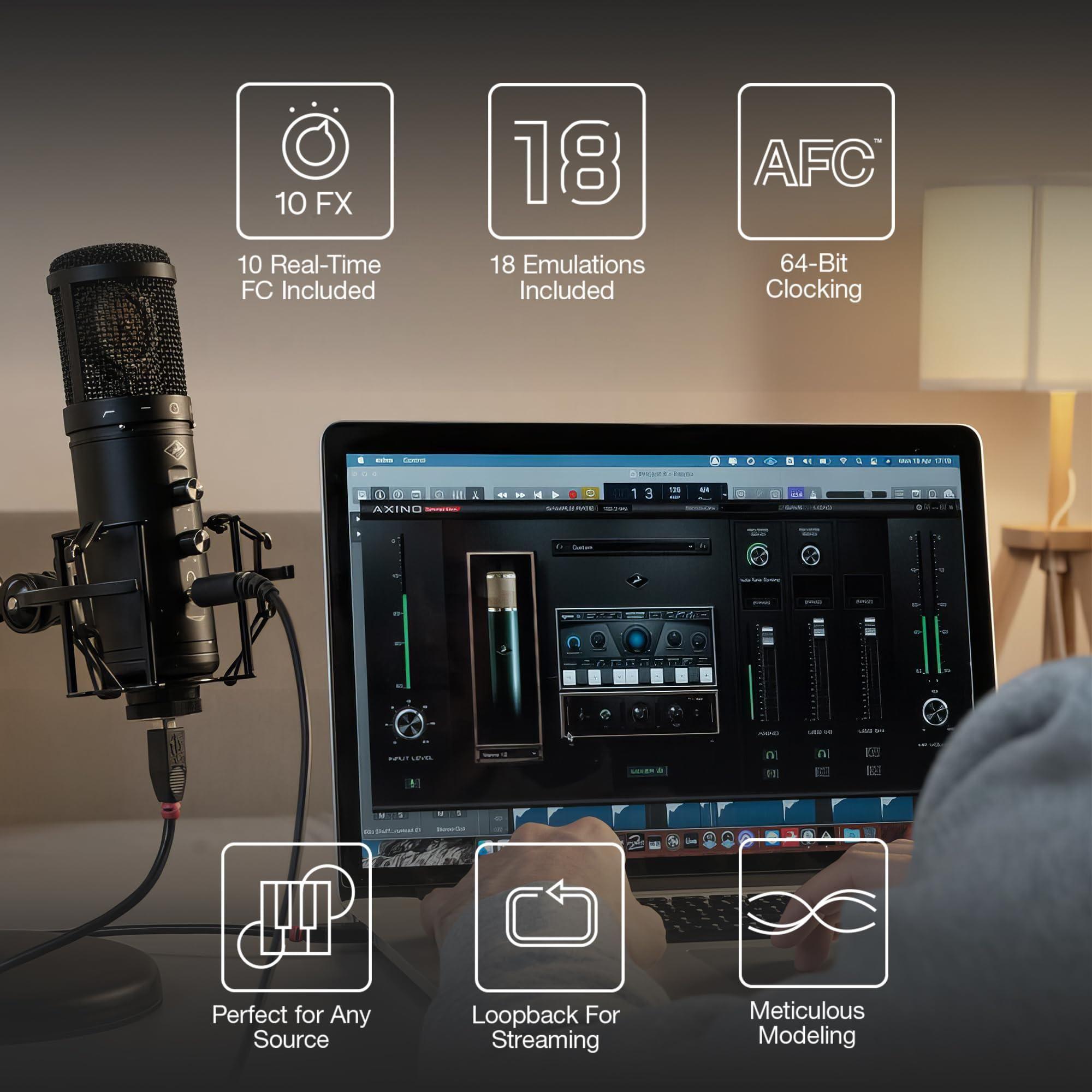 Antelope Audio Axino Synergy Core, Podcast Microphone, All-in-One Large Diaphragm USB Vocal Microphone with Onboard Emulations and Effects, Condenser Mic + Audio Interface