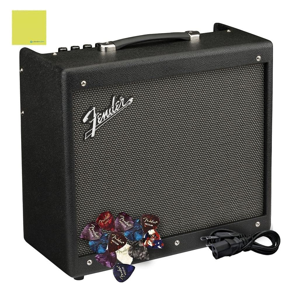 Fender Mustang GTX50 Guitar Combo Amplifier, Black Bundle w/ 12x Picks, Power Cable and Liquid Audio Polishing Cloth