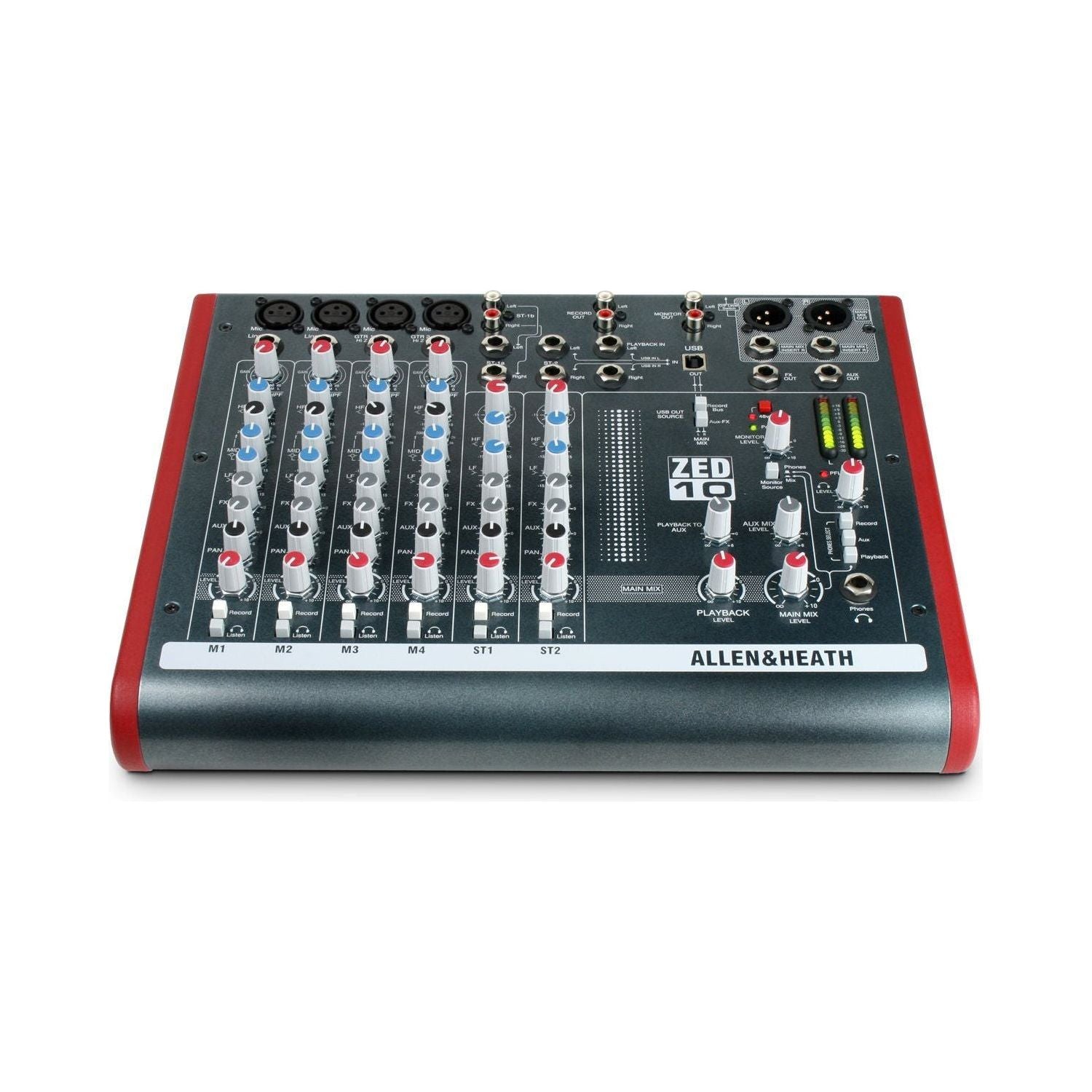 Allen & Heath ZED-10 - Touring Quality Audio Mixer with 2 Mic/Line, 2 Mic/Line/DI, 3 Stereo Line and USB I/O (AH-ZED-10),Black and Red