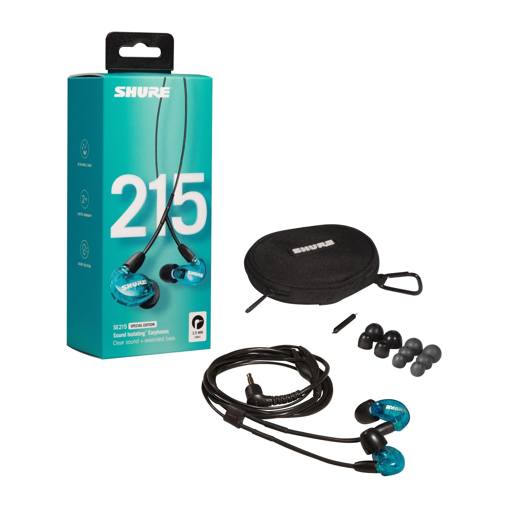 Shure SE215 PRO Wired Earbuds - Professional Sound Isolating Earphones, Clear Sound & Deep Bass, Single Dynamic MicroDriver, Secure Fit in Ear Monitor, Plus Carrying Case & Fit Kit - Clear (SE215-CL)