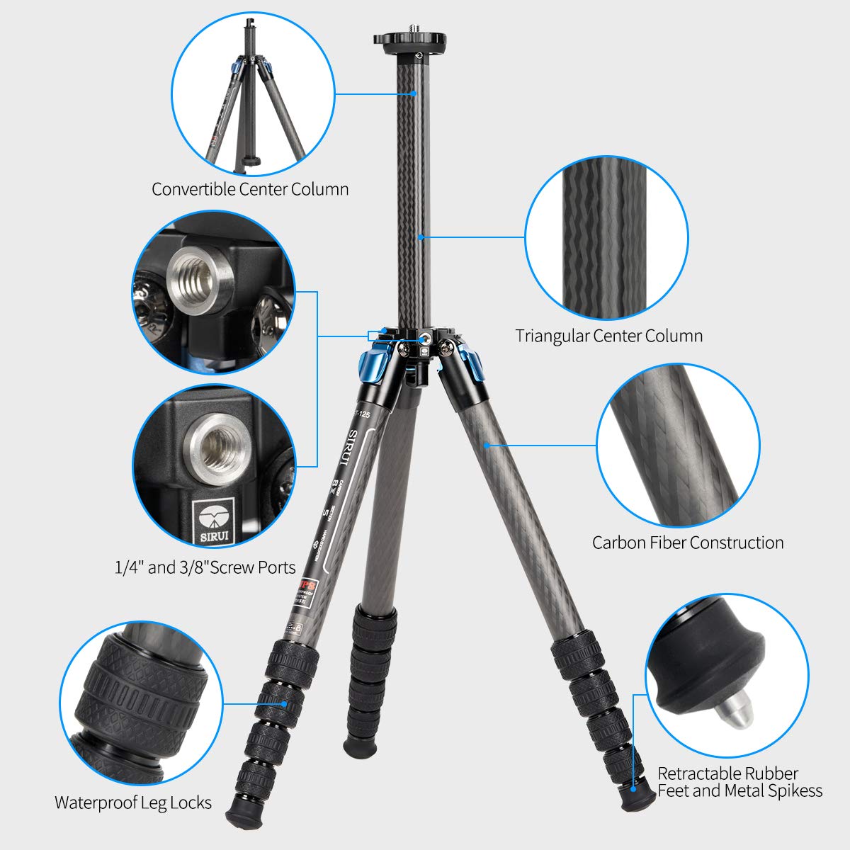 SIRUI ST Carbon Fiber Tripod Kits with Triangular Center Column