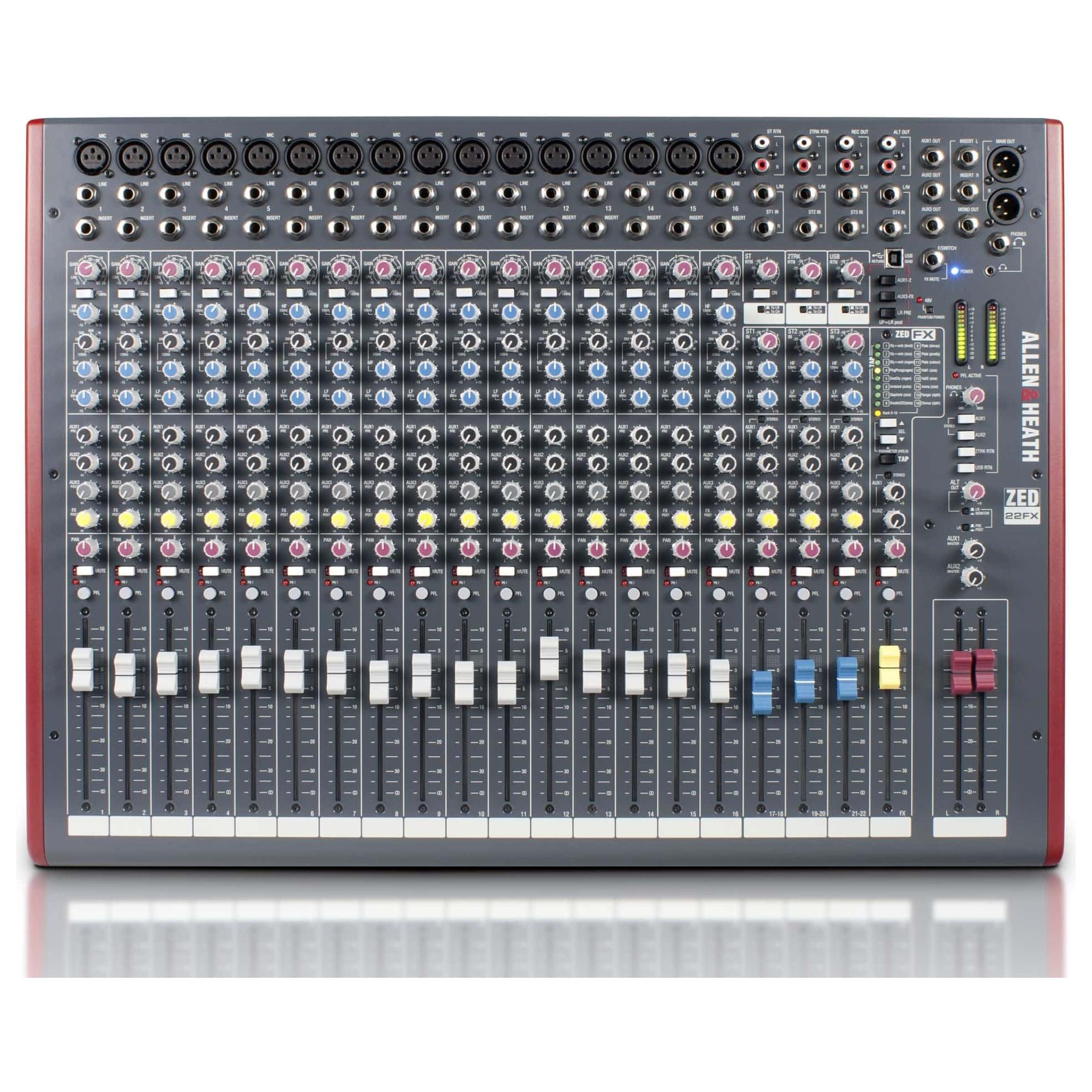 Allen & Heath ZED-22FX Multipurpose 22-Channel Mixer with FX for Live Sound and Recording