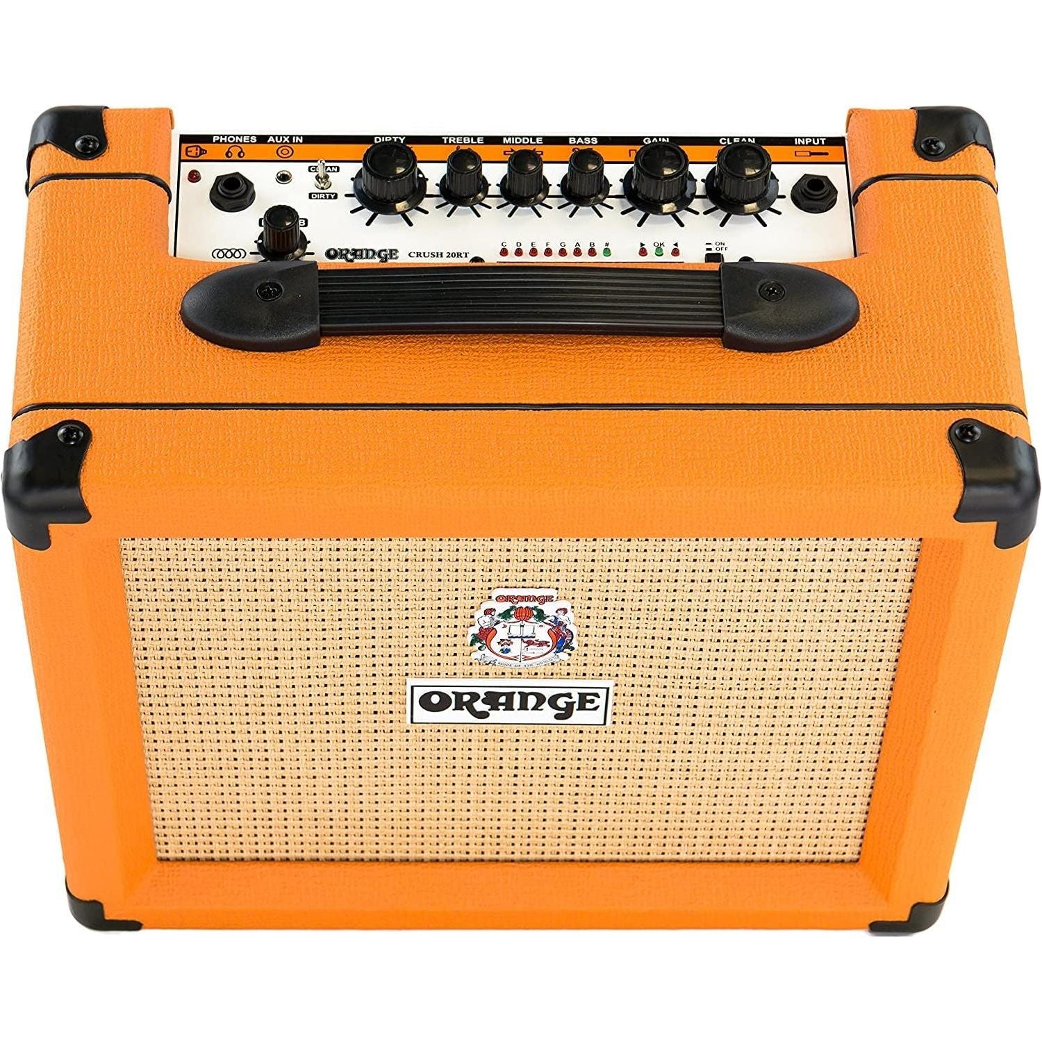 Orange Crush 20RT Guitar Combo Amplifier Bundle with Pig Hog Woven Instrument Cable and Liquid Audio Polishing Cloth (3 Items)