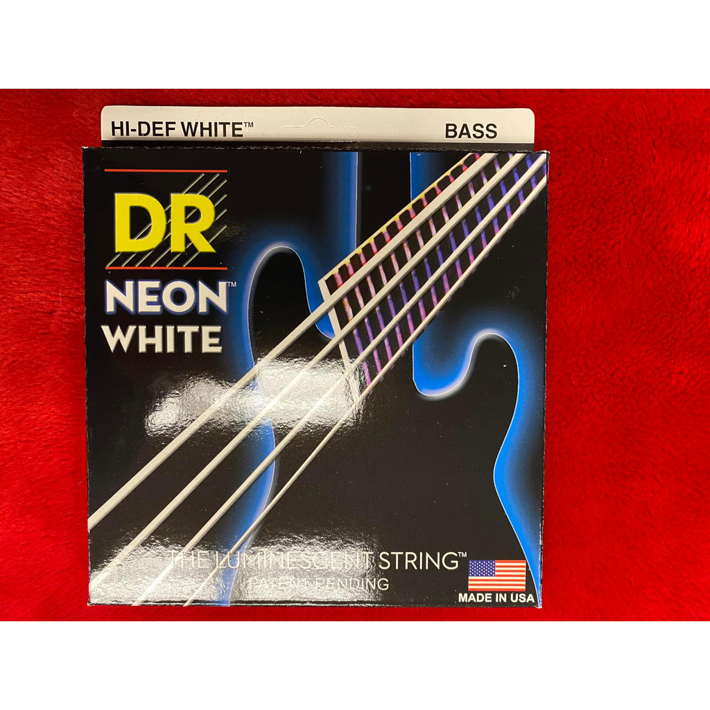 DR Strings, 4 Bass Guitar Strings, Neon White (NWB-40)