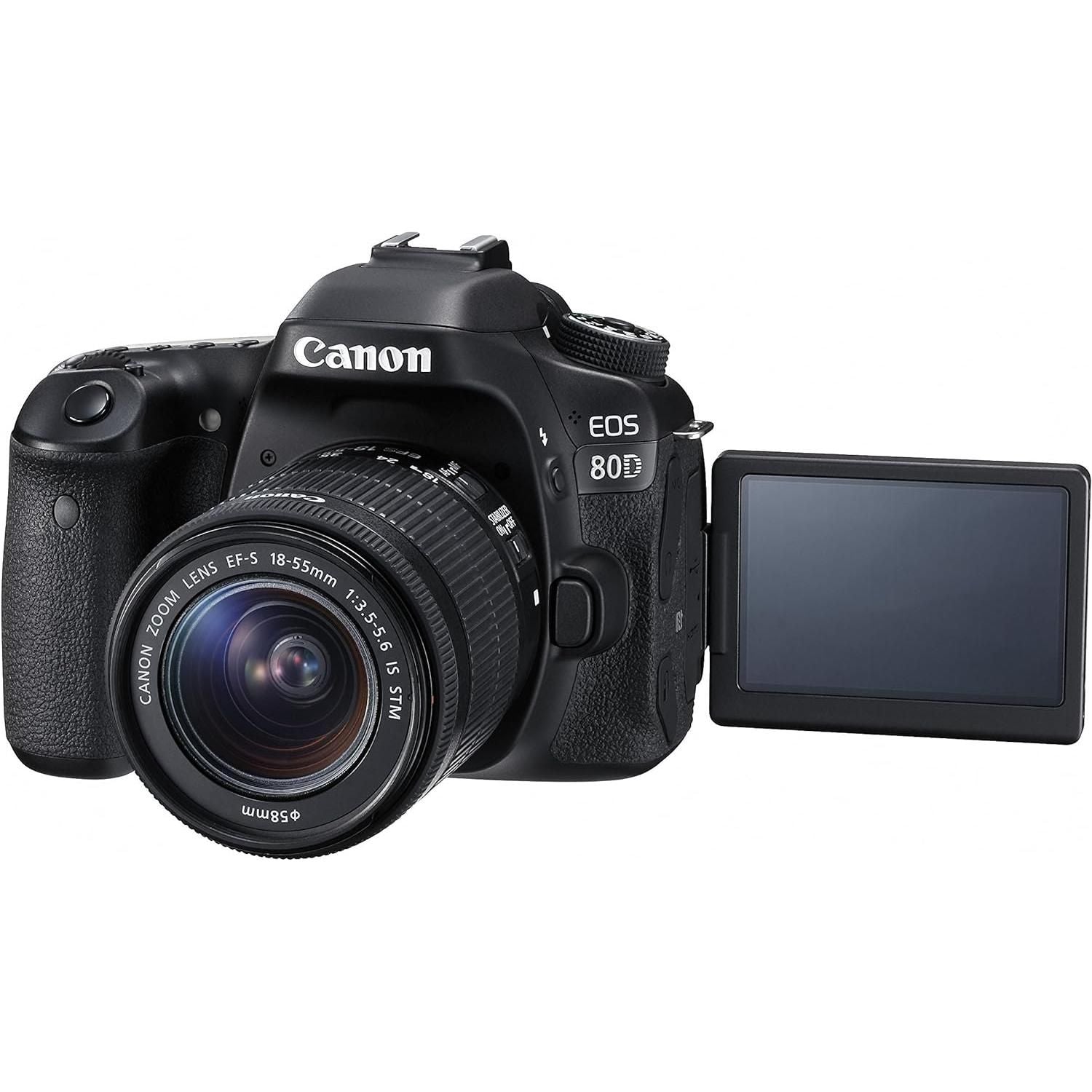 Canon EOS 80D Digital SLR Kit with EF-S 18-55mm f/3.5-5.6 Image Stabilization STM Lens (Black)