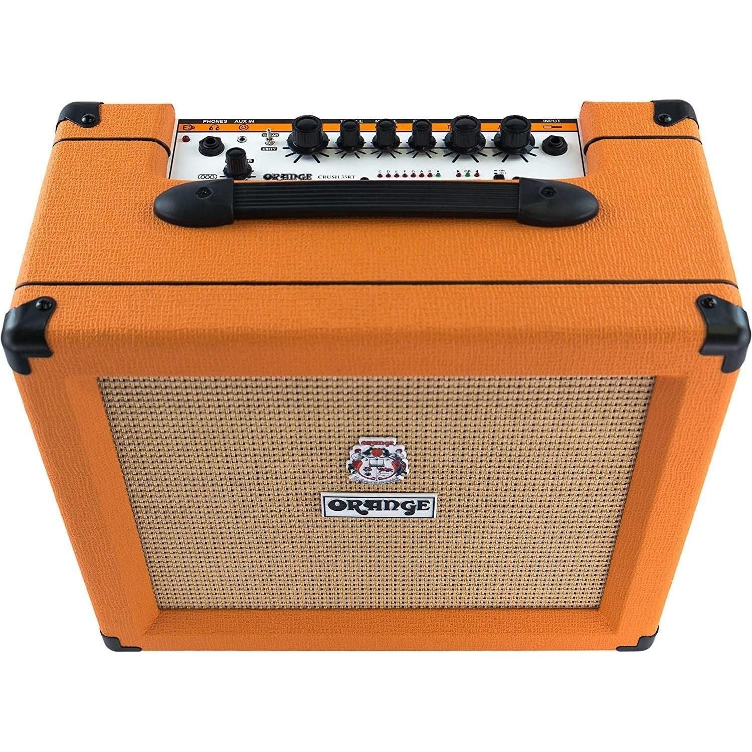 Orange Crush 35RT Guitar Combo Amplifier Bundle with Pig Hog 10ft Orange Woven Instrument Cable and Liquid Audio Polishing Cloth