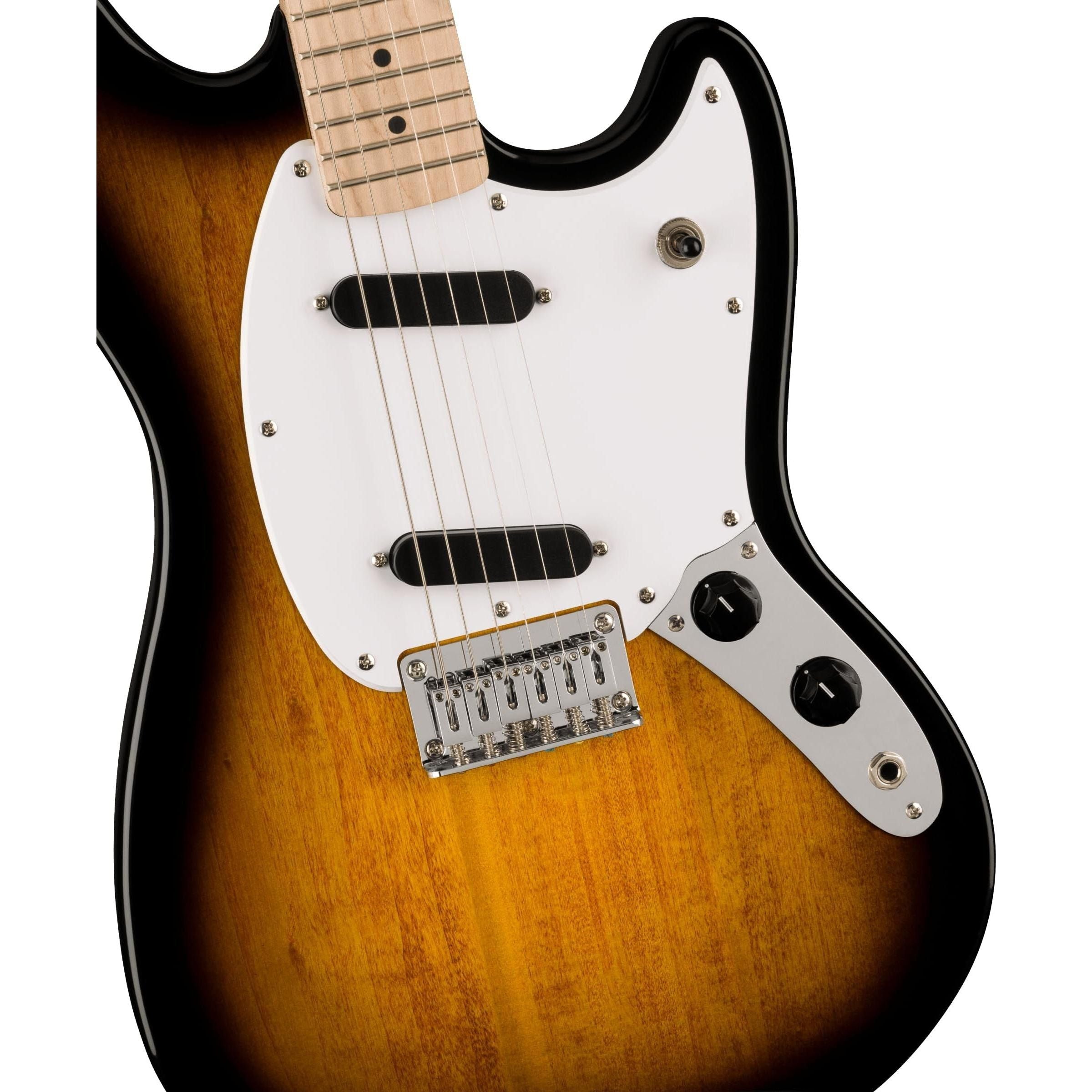 Squier Sonic Mustang Electric Guitar, with 2-Year Warranty, 2-Color Sunburst, Maple Fingerboard