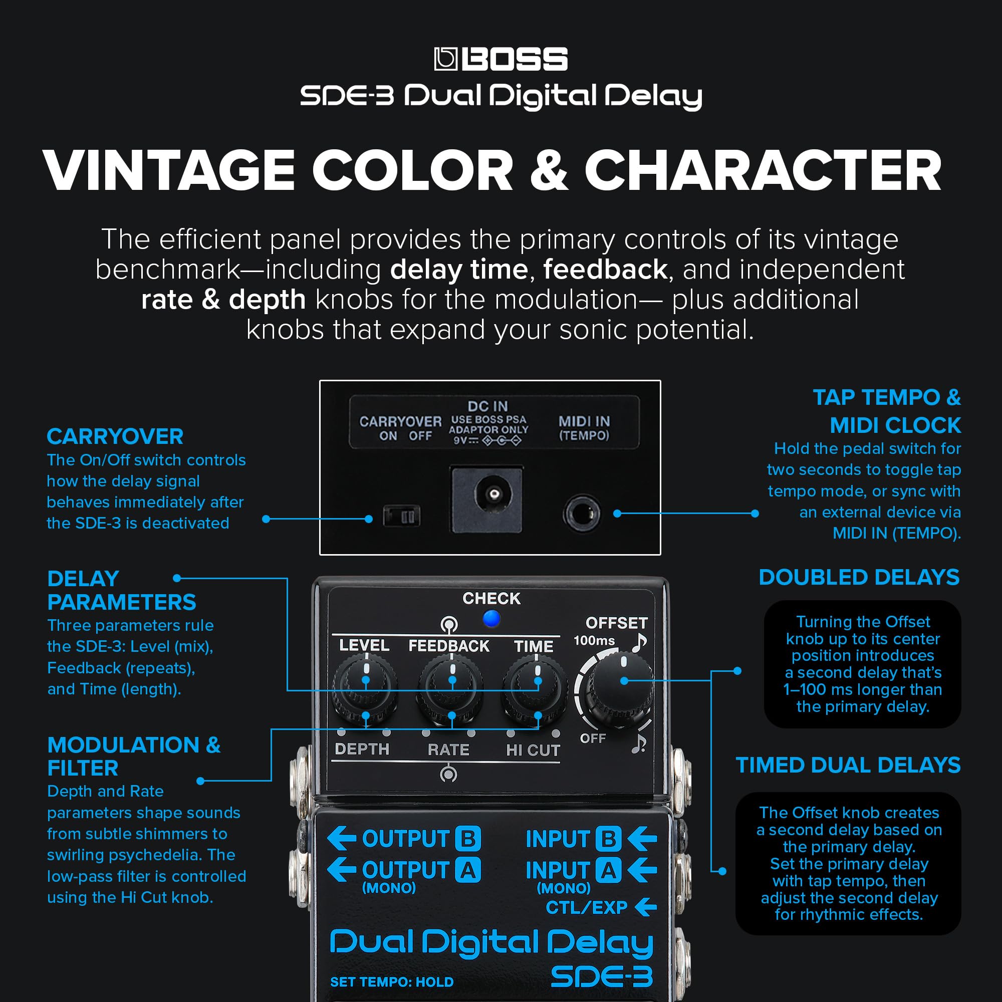 Boss SDE-3 Dual Digital Delay Pedal