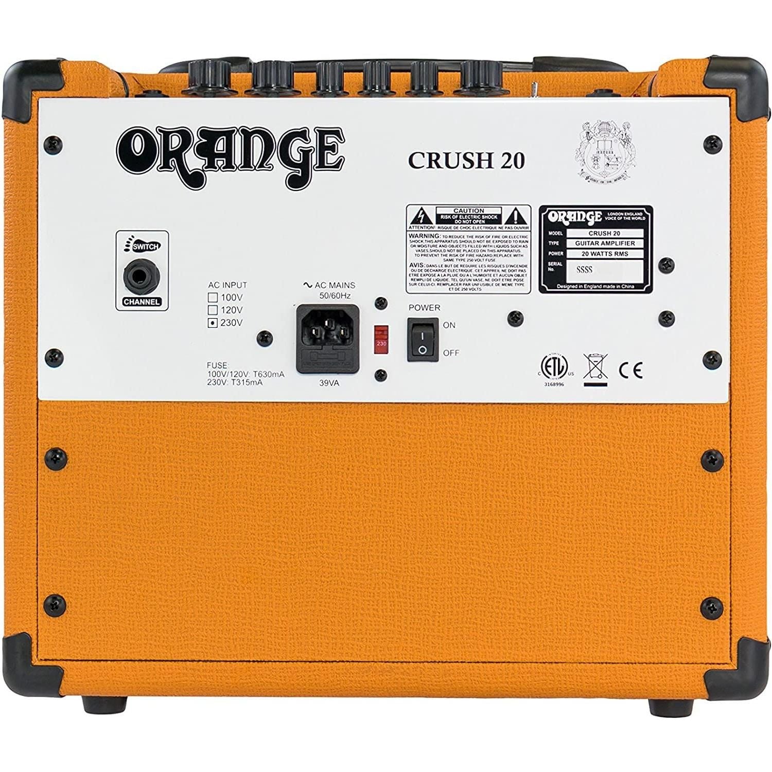 Orange Crush 20 Guitar Combo Amp Bundle w/ Pig Hog Woven Instrument Cable, Power Cable and Liquid Audio Polishing Cloth (3 Items)