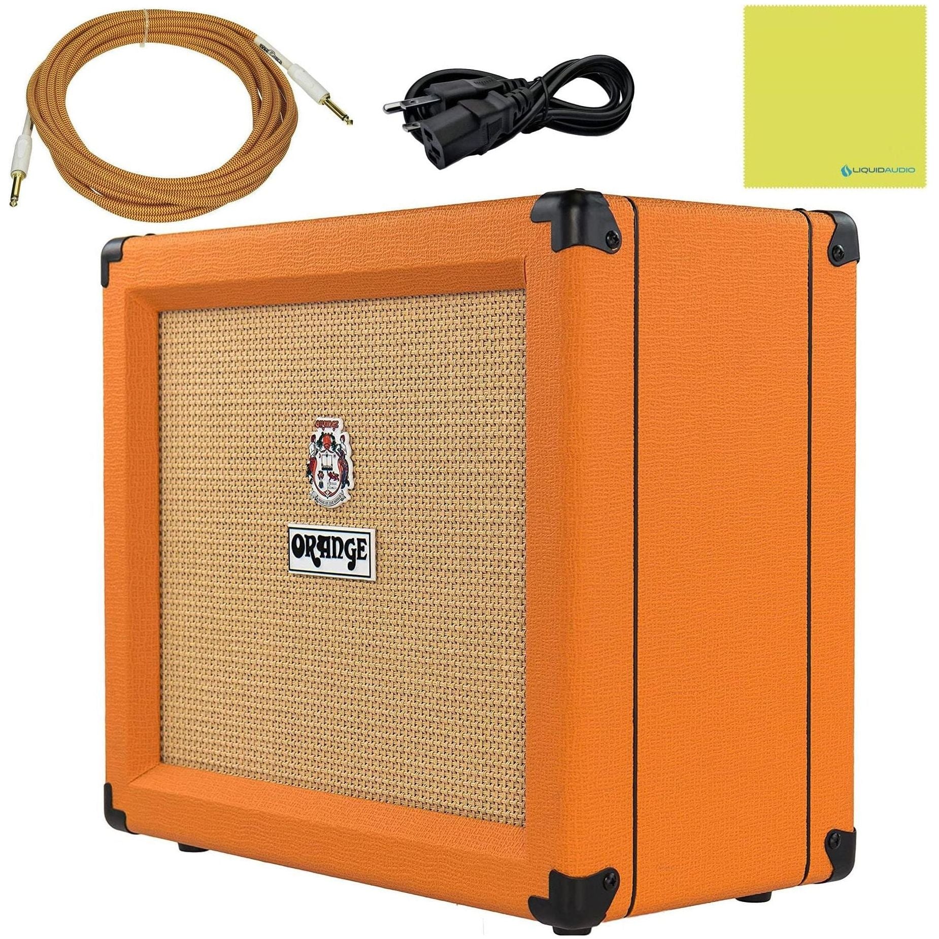 Orange Crush 35RT Guitar Combo Amplifier Bundle with Pig Hog 10ft Orange Woven Instrument Cable and Liquid Audio Polishing Cloth