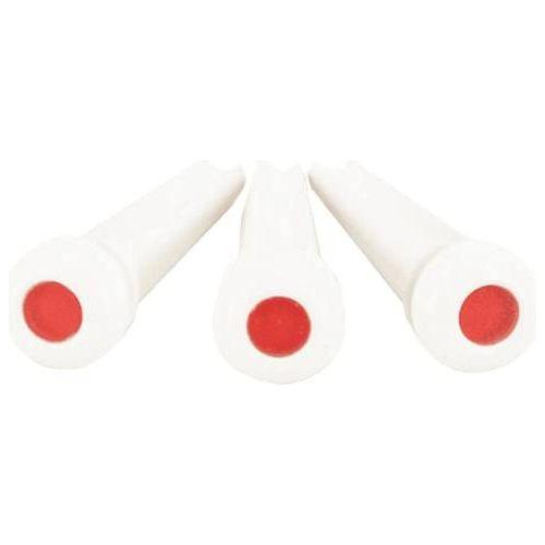 Martin Guitar Luxe by Martin Bridge Pins, Acoustic Guitar Bridge-Pin Set, Bone White with Red Inlay