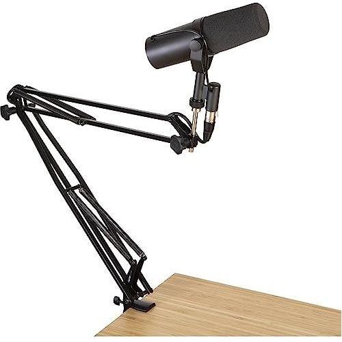 Gator Frameworks Deluxe Desk-Mounted Broadcast Microphone Boom Stand For Podcasts & Recording; Integrated XLR Cable (GFWBCBM3000)