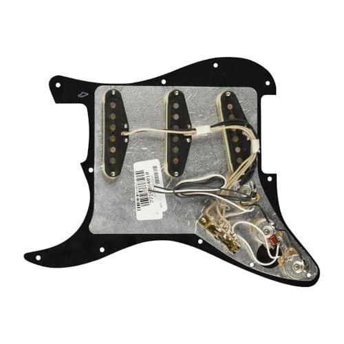 Fender Pre-Wired Strat® Pickguard, Original '57/'62 SSS, Black Bundle w/12x Guitar Picks and Liquid Audio Polishing Cloth