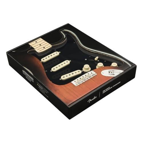 Fender Pre-Wired Strat® Pickguard, Original '57/'62 SSS, Black Bundle w/12x Guitar Picks and Liquid Audio Polishing Cloth