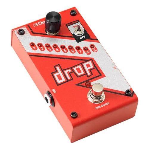 KMC Digitech DROP The Drop Polyphonic Drop Tune Pedal Bundle w/2x Strukture S6P48 Woven Right Angle Patch Cables, 12x Guitar Picks and Liquid Audio Polishing Cloth