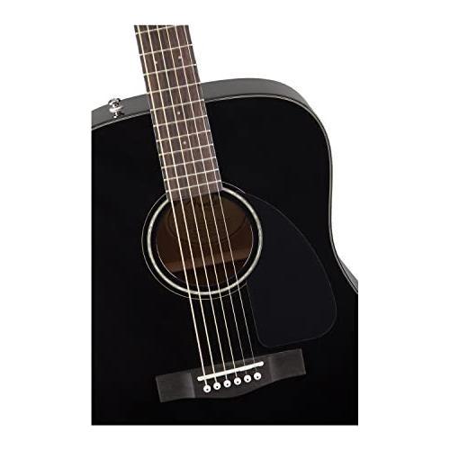 Fender Acoustic Guitar, with 2-Year Warranty, CD-60 Dreadnought V3 Classic Design with Rounded Walnut Fingerboard and Alloy Steel Strings, Glossed Black Finish, Spruce Top, Includes Hard-Shell Case