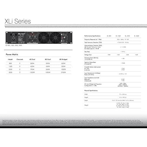 Crown XLi3500 Two-channel, 1350-Watt at 4? Power Amplifier