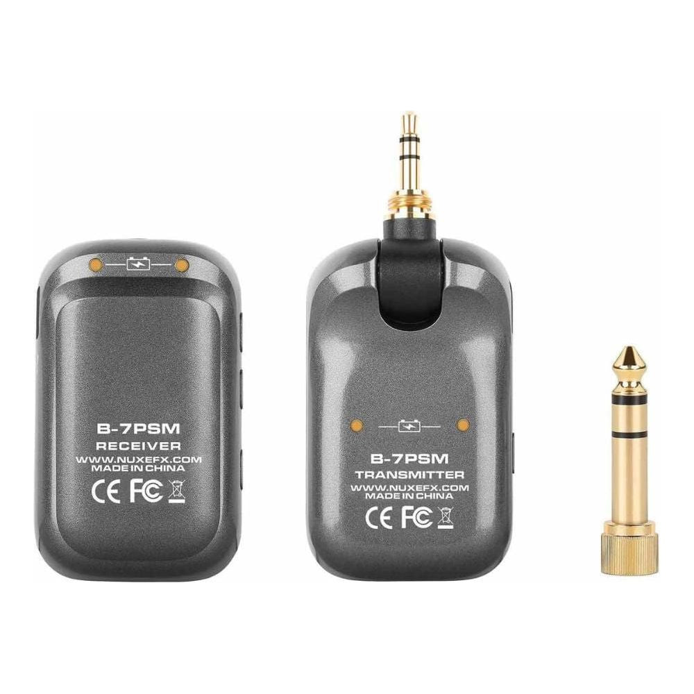 Liquid Audio NUX B-7PSM 5.8 GHz Wireless in-Ear Monitoring System Bundle w/ 2X Strukture S6P48 Woven Right Angle Patch Cables, 12x Picks Polishing Cloth