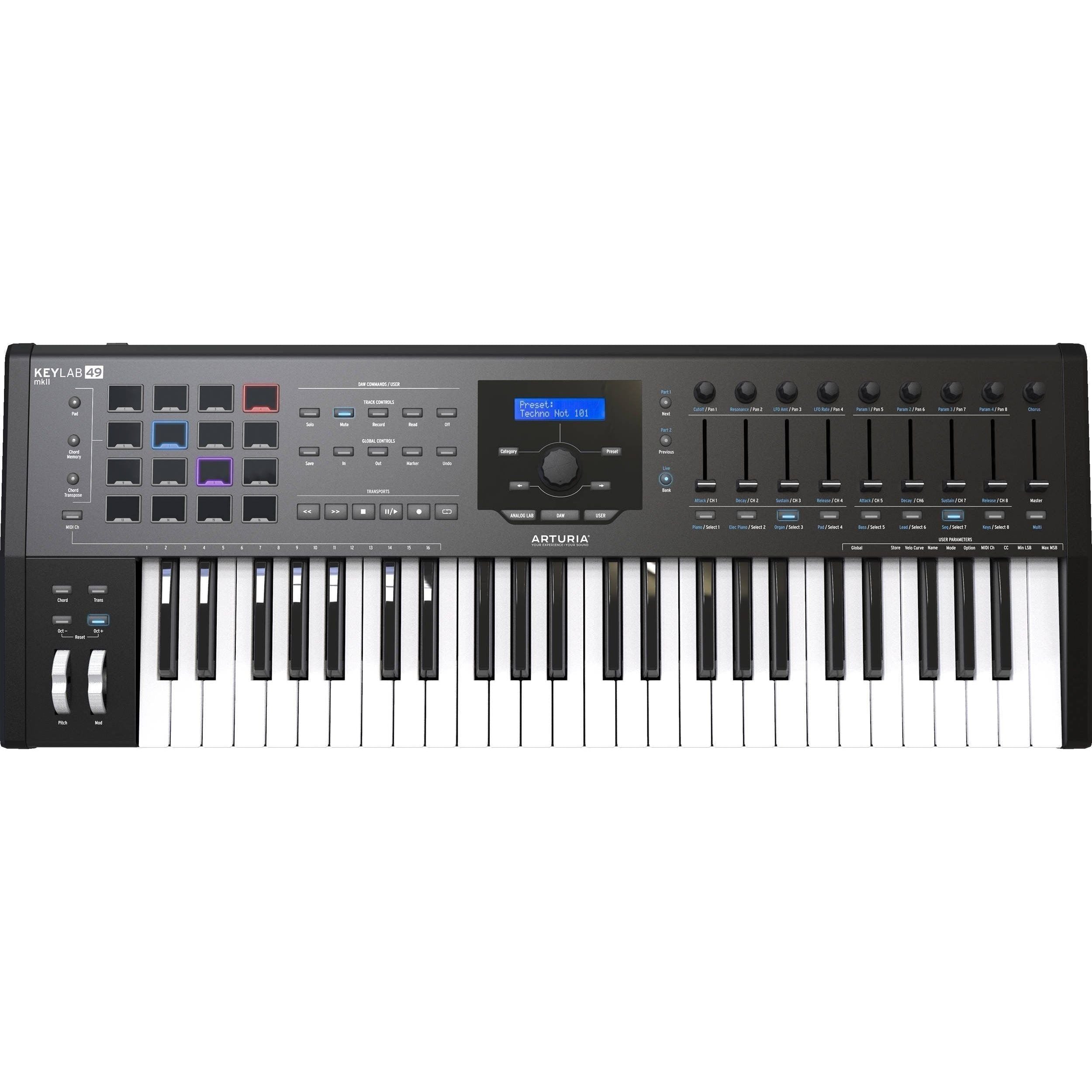 Arturia KeyLab 49 MkII - 49 Key Semi Weighted USB MIDI Keyboard Controller (Black)